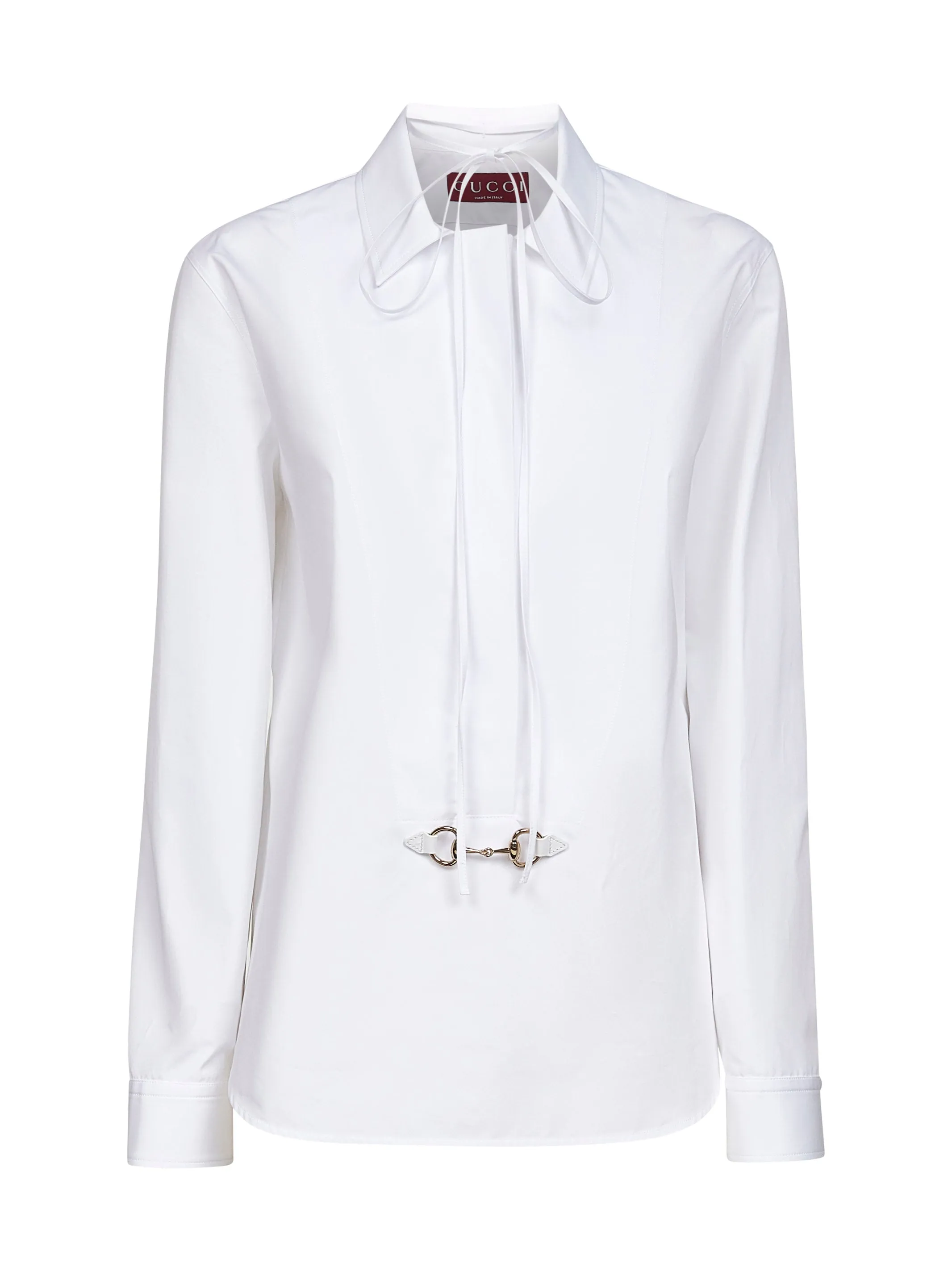 White Cotton Poplin Shirt with Horsebit sold by Lord & Taylor