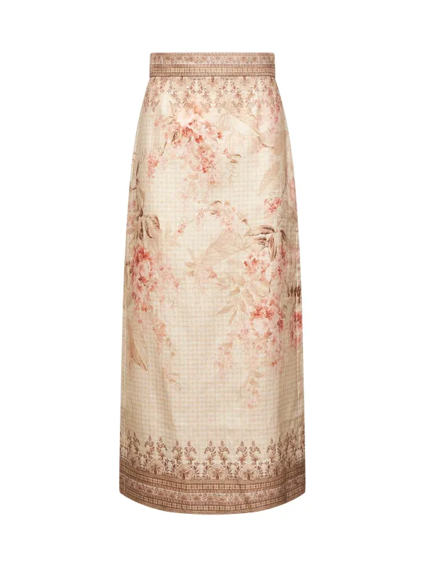 Pink Linen Illuminate Midi Pencil Skirt sold by Lord & Taylor