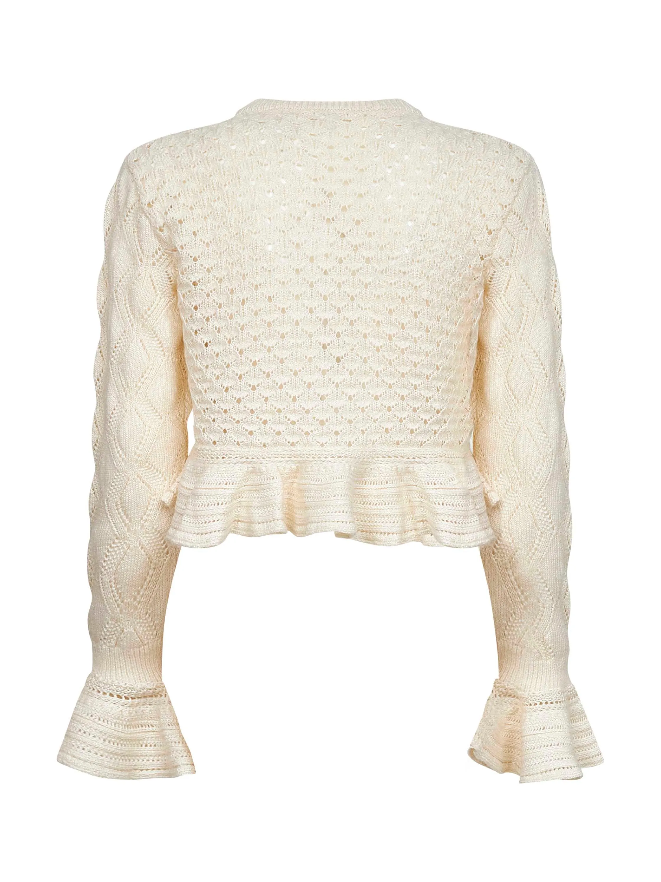 Ivory Knit Ruffled Logo Cardigan sold by Lord & Taylor product image thumbnail 2