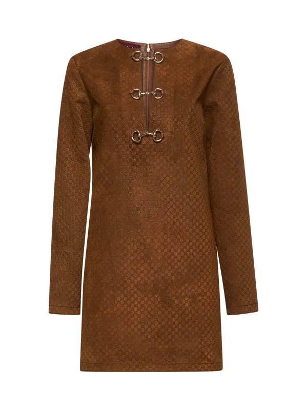 Brown GG Suede Mini Dress made by Gucci