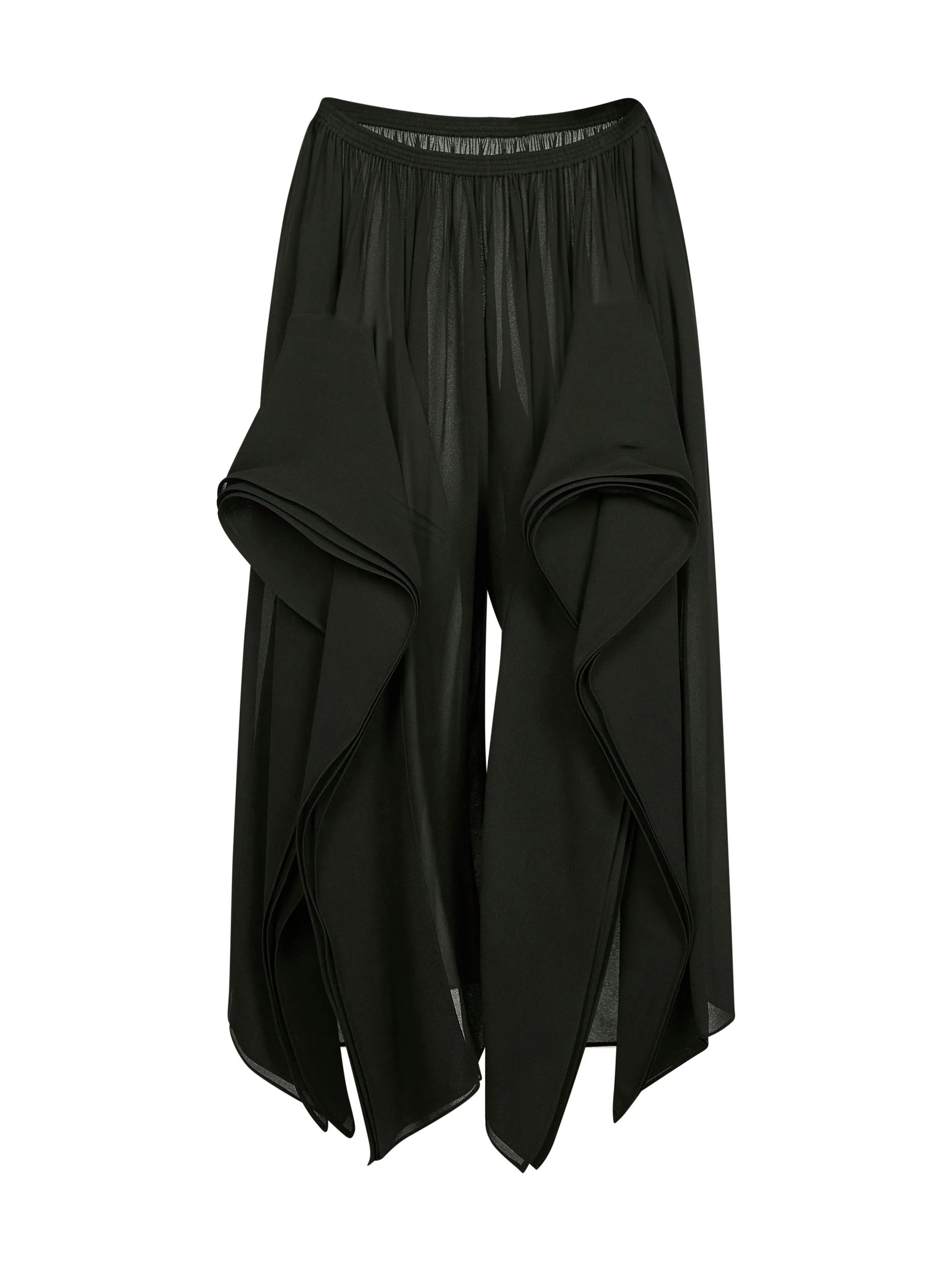 Green Crêpe Georgette Ruffle Trousers sold by Lord & Taylor