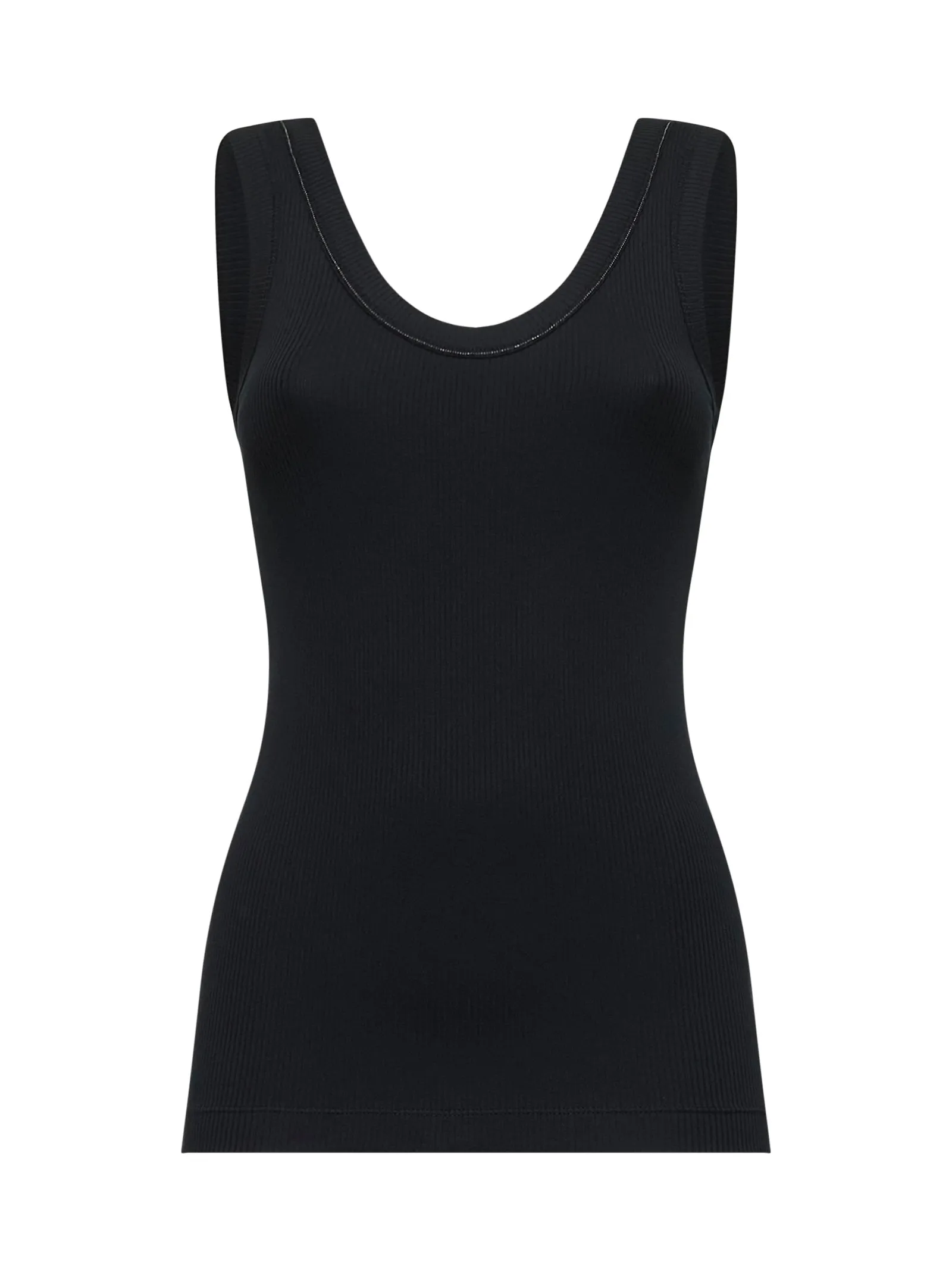 Black Ribbed Jersey Monili Top sold by Lord & Taylor