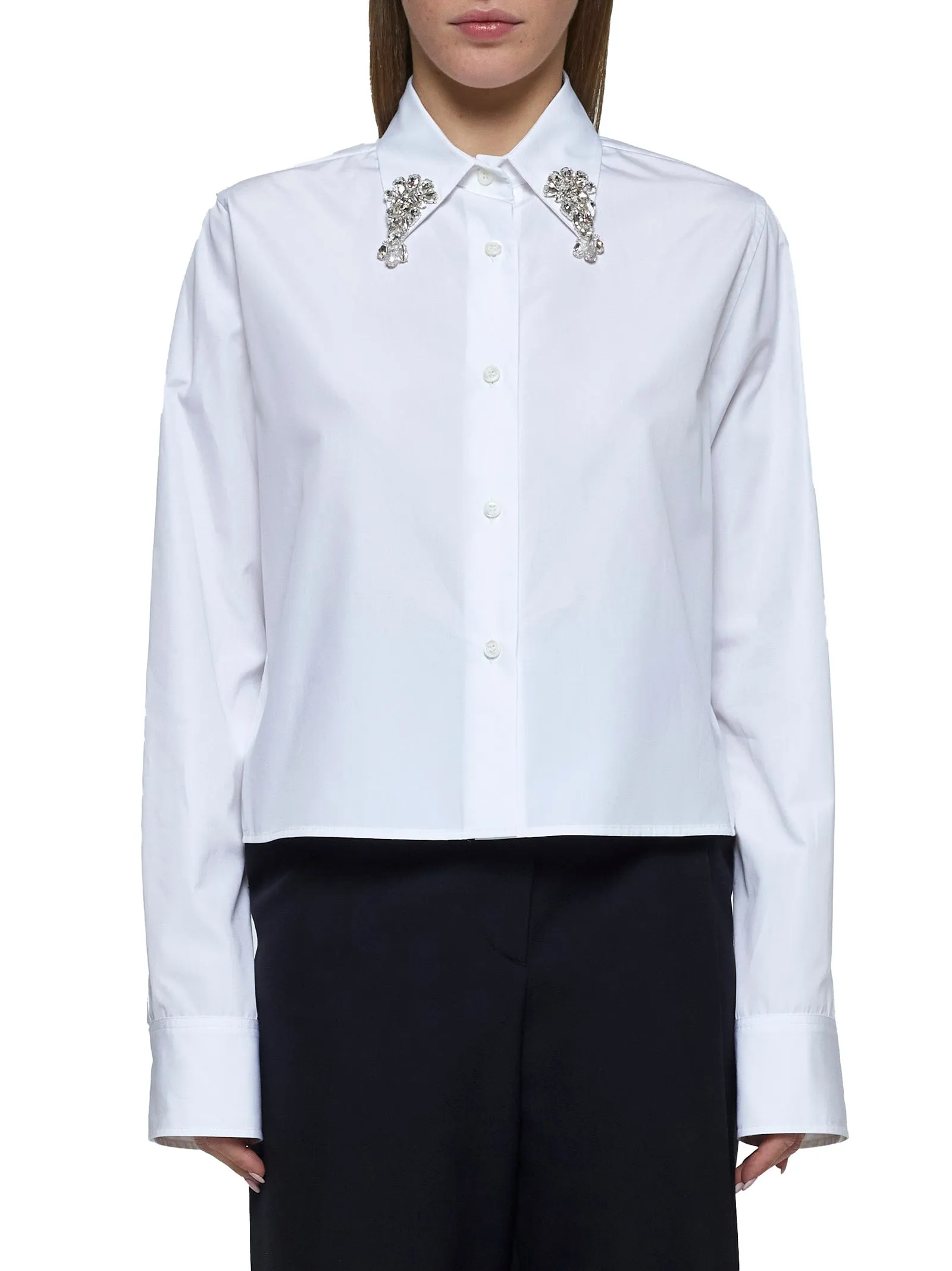 White Embroidered Poplin Shirt sold by Lord & Taylor product image thumbnail 3