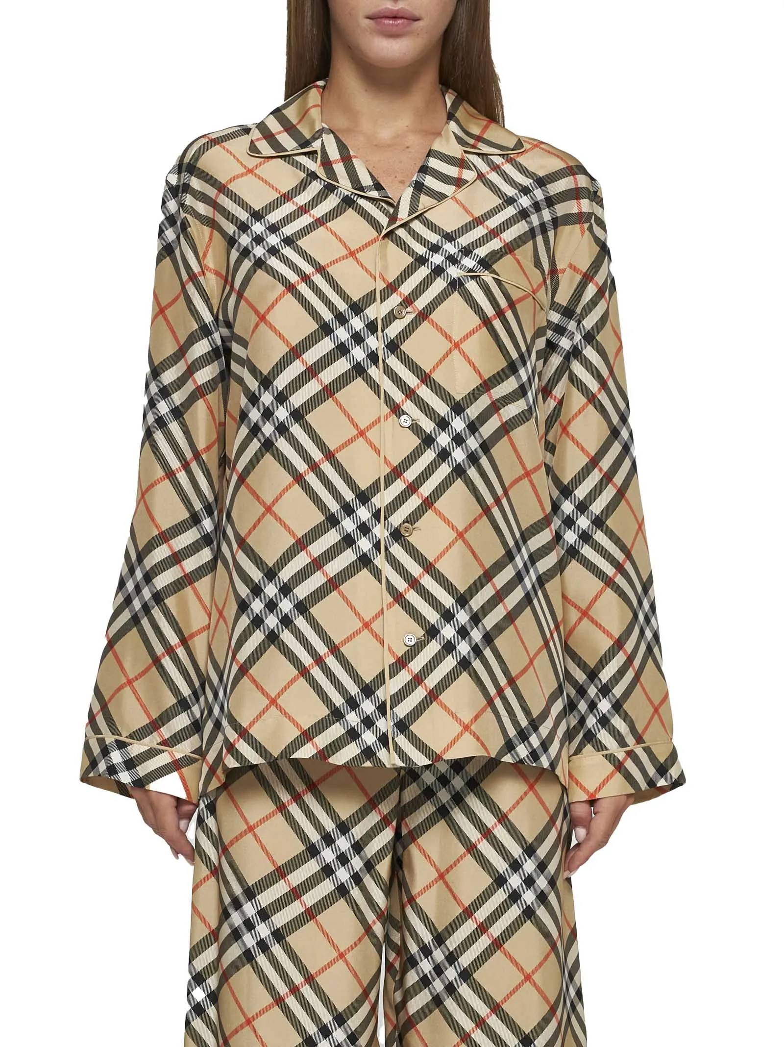 Burberry Check Print Silk Shirt sold by Lord & Taylor product image thumbnail 3
