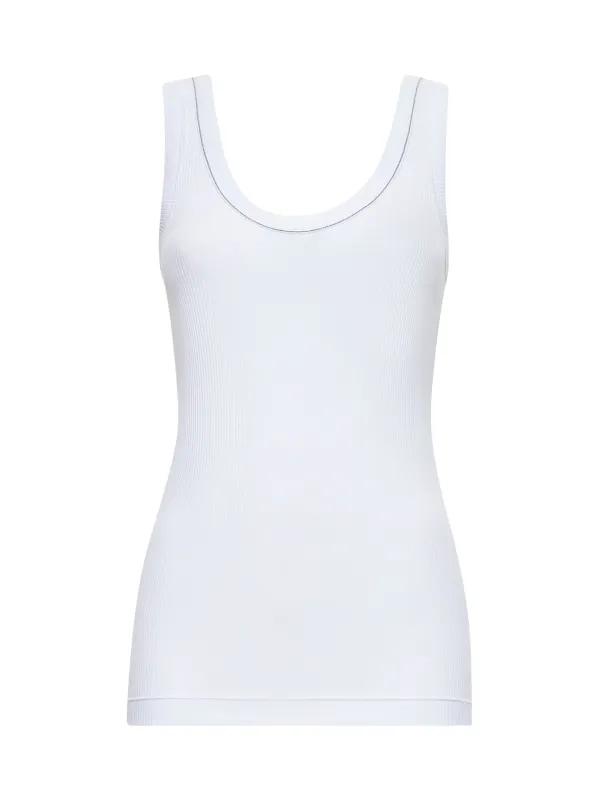 White Ribbed Jersey Monili Top sold by Lord & Taylor