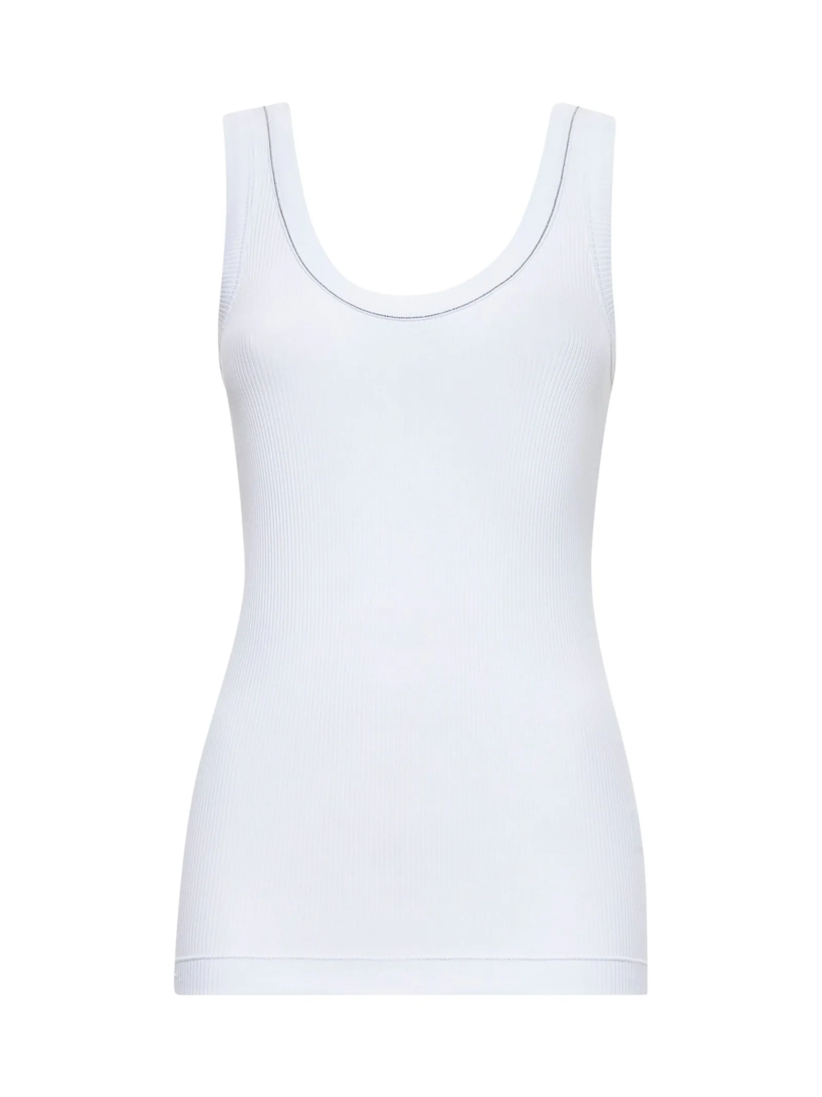 White Ribbed Jersey Monili Top sold by Lord & Taylor