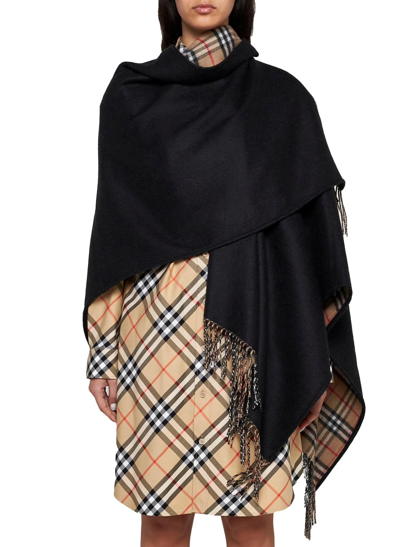 Reversible Check Wool Cape sold by Lord & Taylor product image thumbnail 2