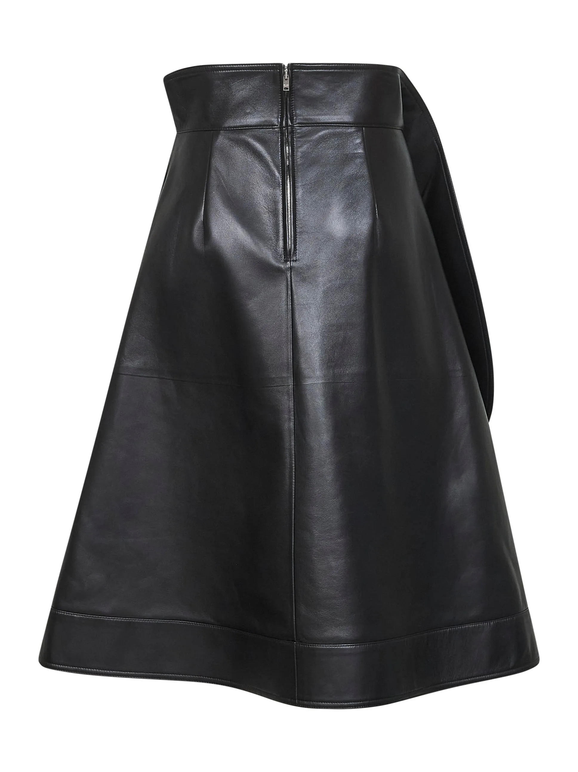 Black Nappa Leather A-Line Skirt sold by Lord & Taylor product image thumbnail 2