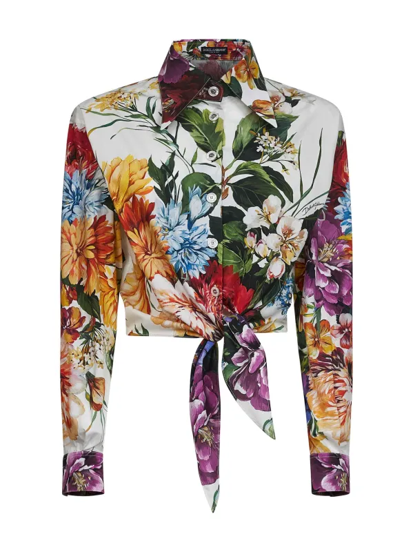 Bouquet Flower Print Poplin Tied Shirt sold by Lord & Taylor