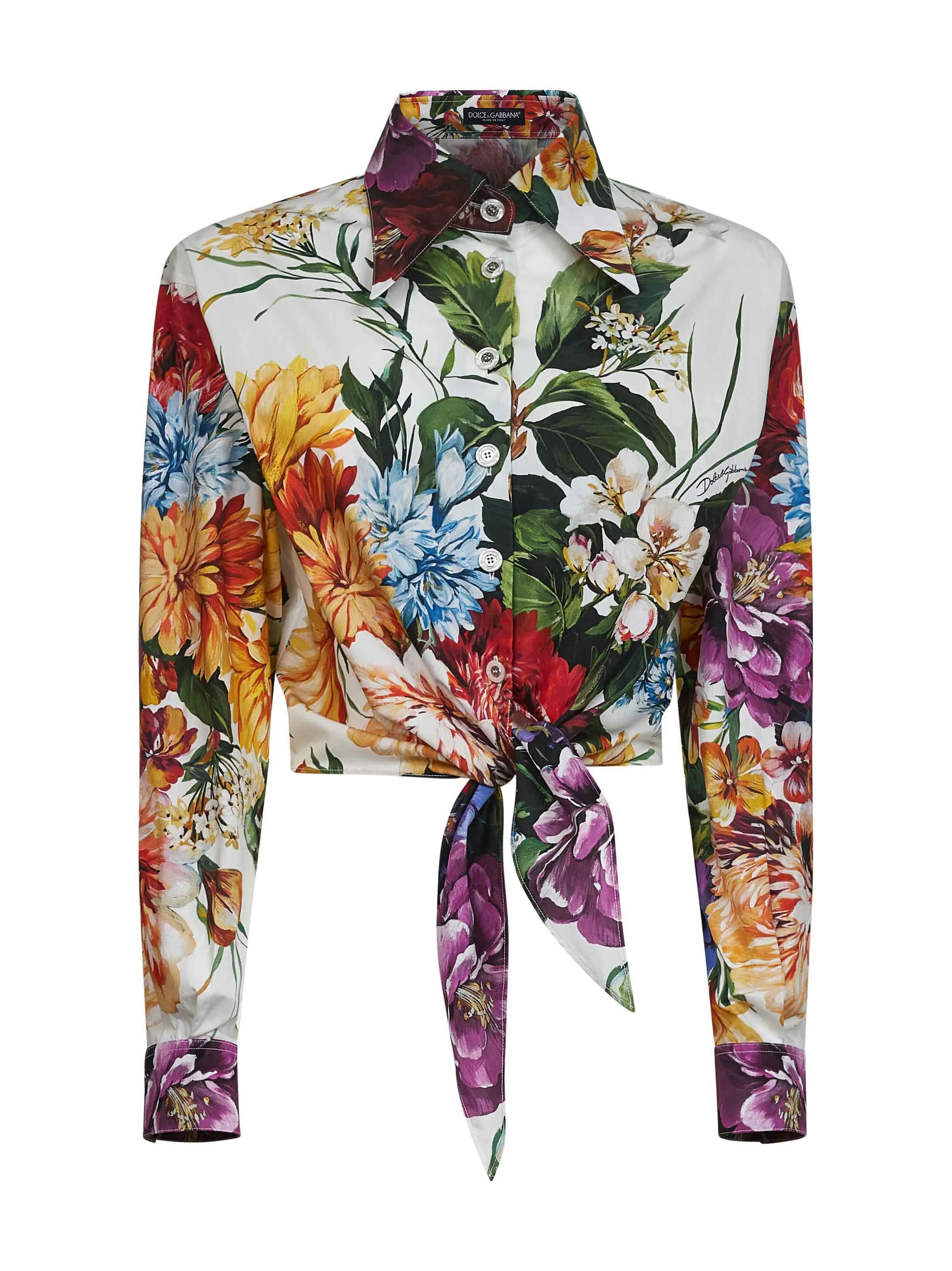 Bouquet Flower Print Poplin Tied Shirt sold by Lord & Taylor