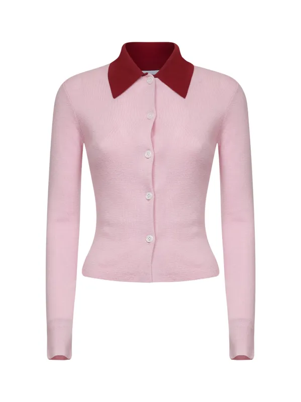 Pink Merino Wool Rib Knit Cardigan sold by Lord & Taylor