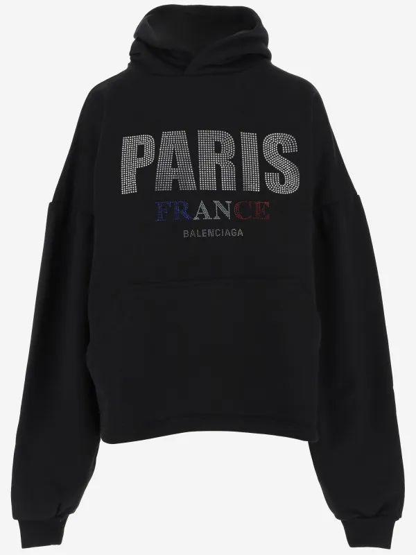 Paris Rhinestone Cropped Cotton Sweatshirt sold by Lord & Taylor