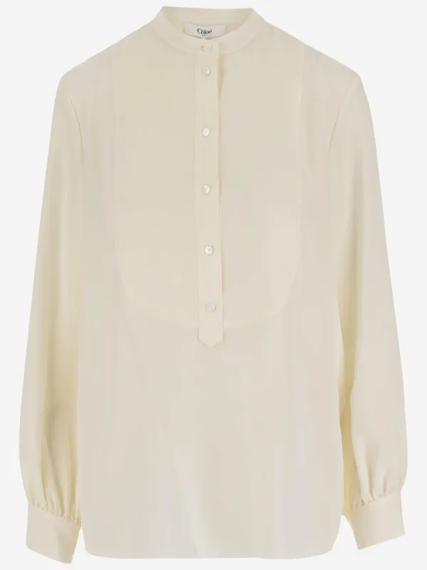 Silk Shirt with Mandarin Collar sold by Lord & Taylor