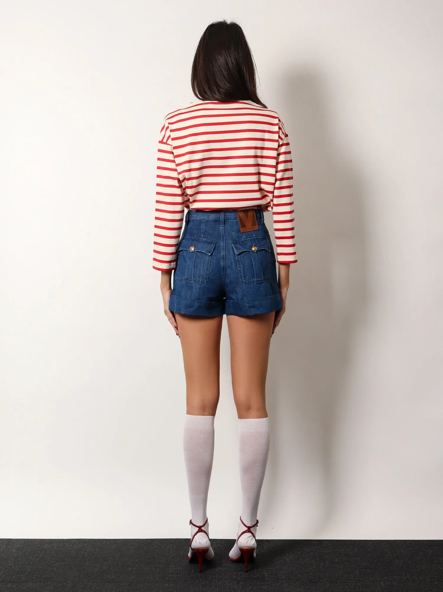 Cotton and linen shorts with chez valentino leather tag sold by Lord & Taylor product image thumbnail 3