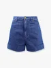 Cotton and linen shorts with chez valentino leather tag sold by Lord & Taylor
