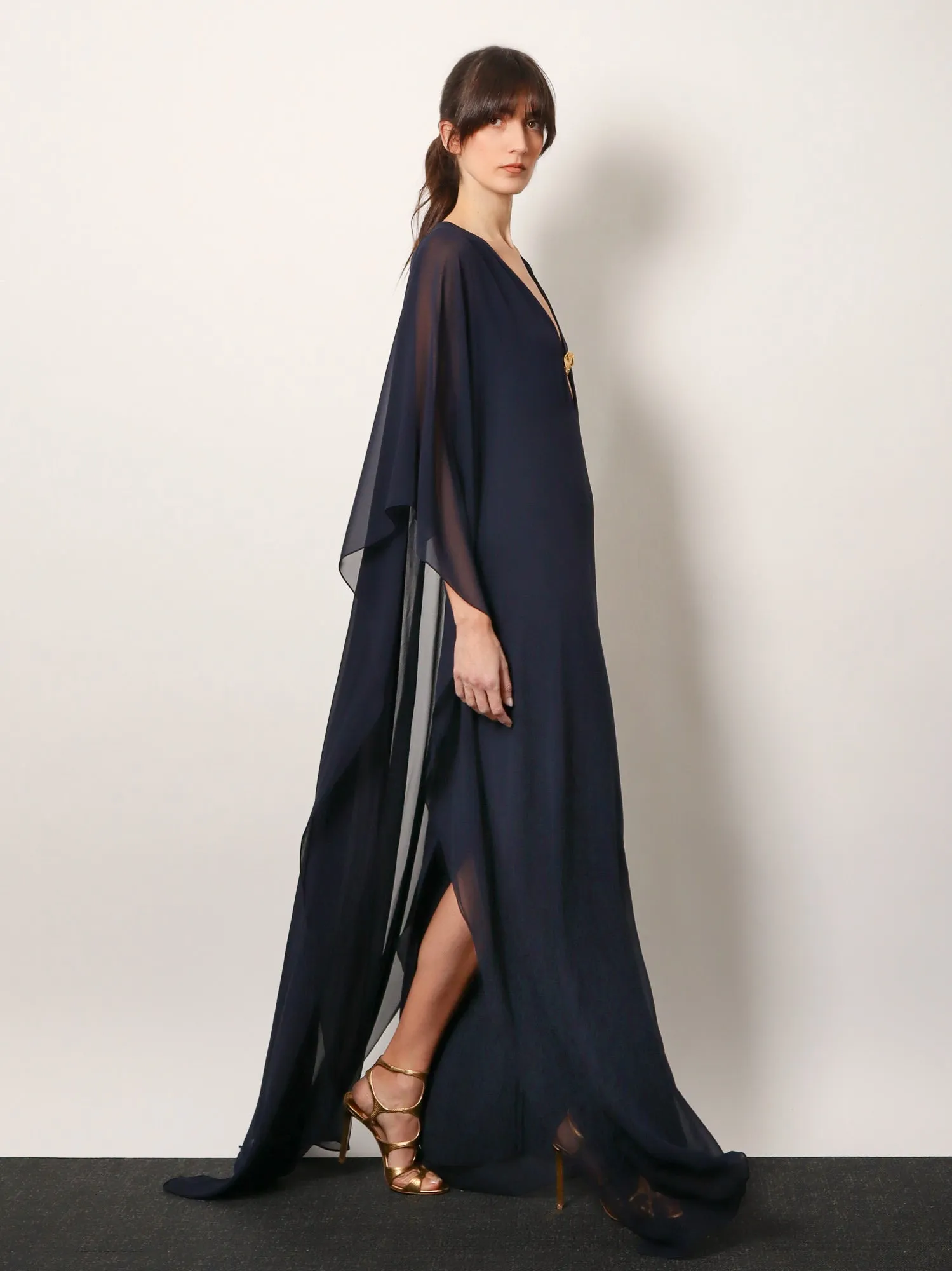 Silk Long Dress with Gold Metal Detail sold by Lord & Taylor product image thumbnail 5