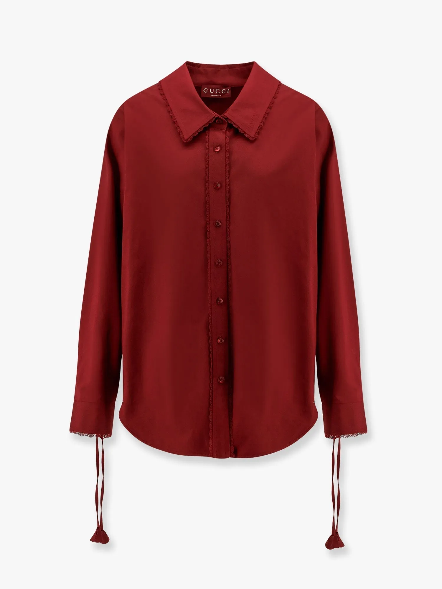 Cotton popeline shirt with ties and laces profiles sold by Lord & Taylor