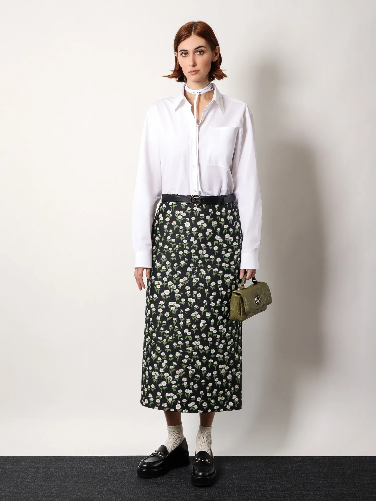Crêpe jacquard midi skirt with floral pattern sold by Lord & Taylor product image thumbnail 2