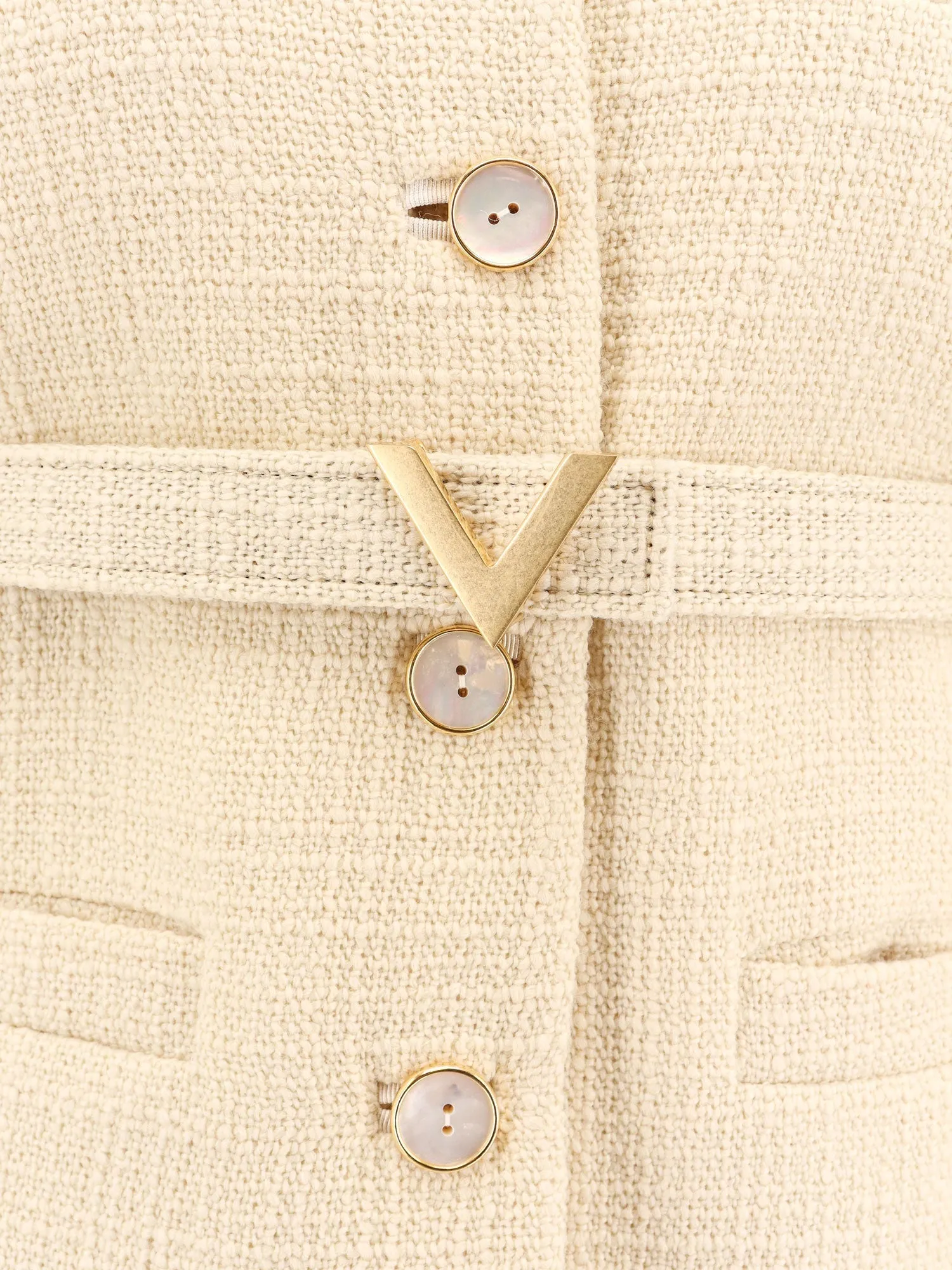 Wool blazer with leather belt and v gold buckle sold by Lord & Taylor product image thumbnail 4