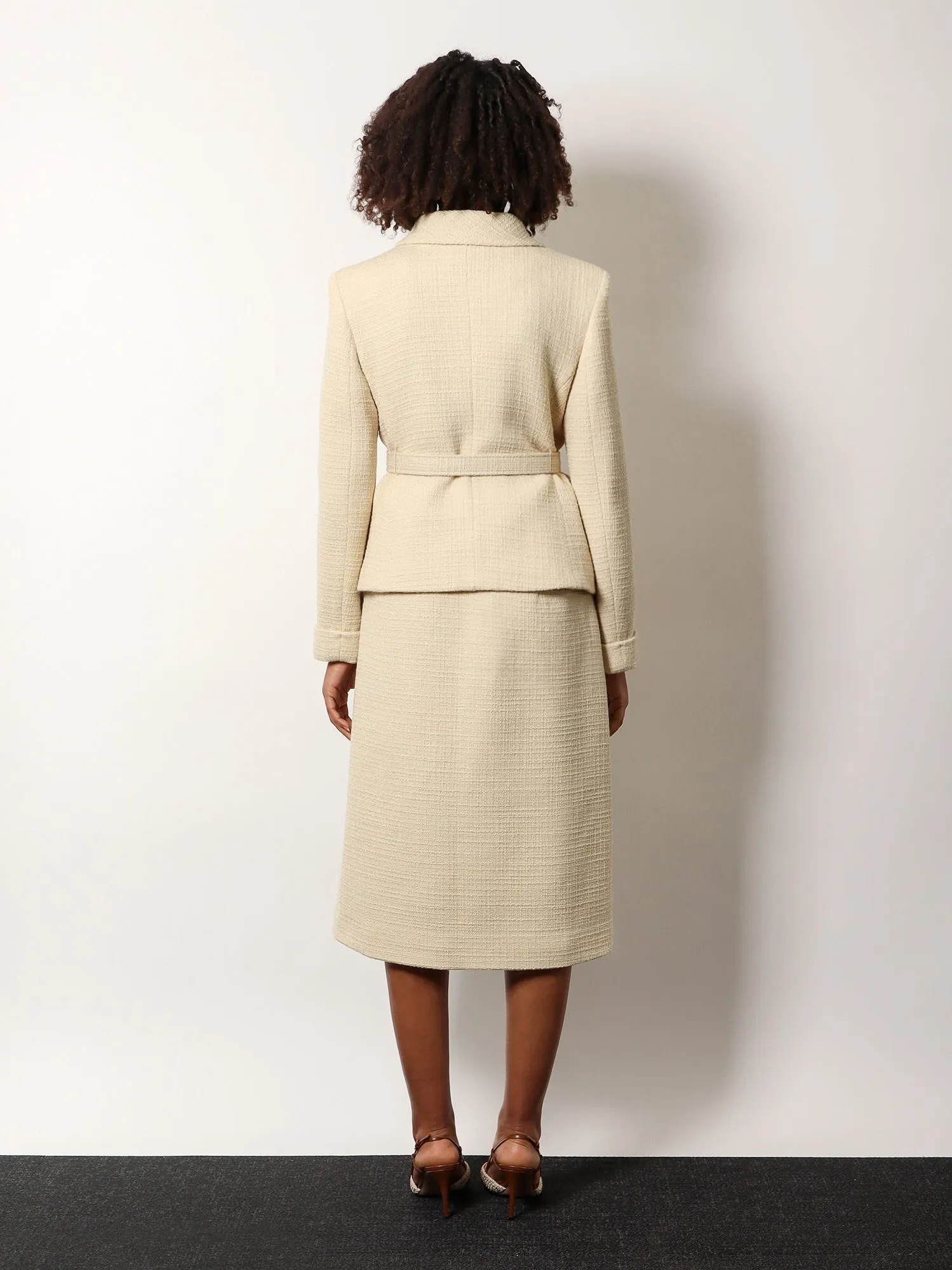 Wool blazer with leather belt and v gold buckle sold by Lord & Taylor product image thumbnail 3