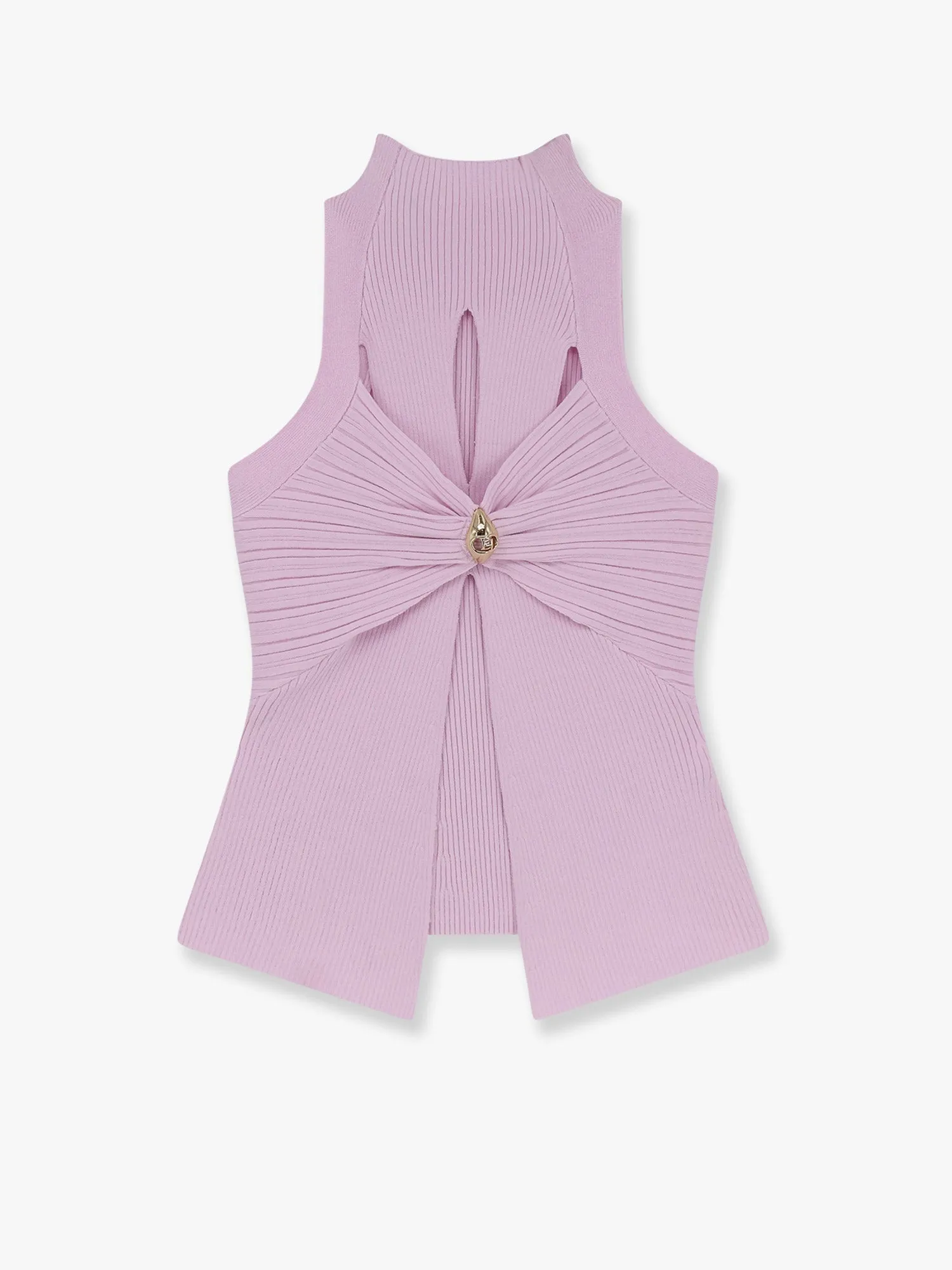 Ribbed knitted top with metal detail sold by Lord & Taylor