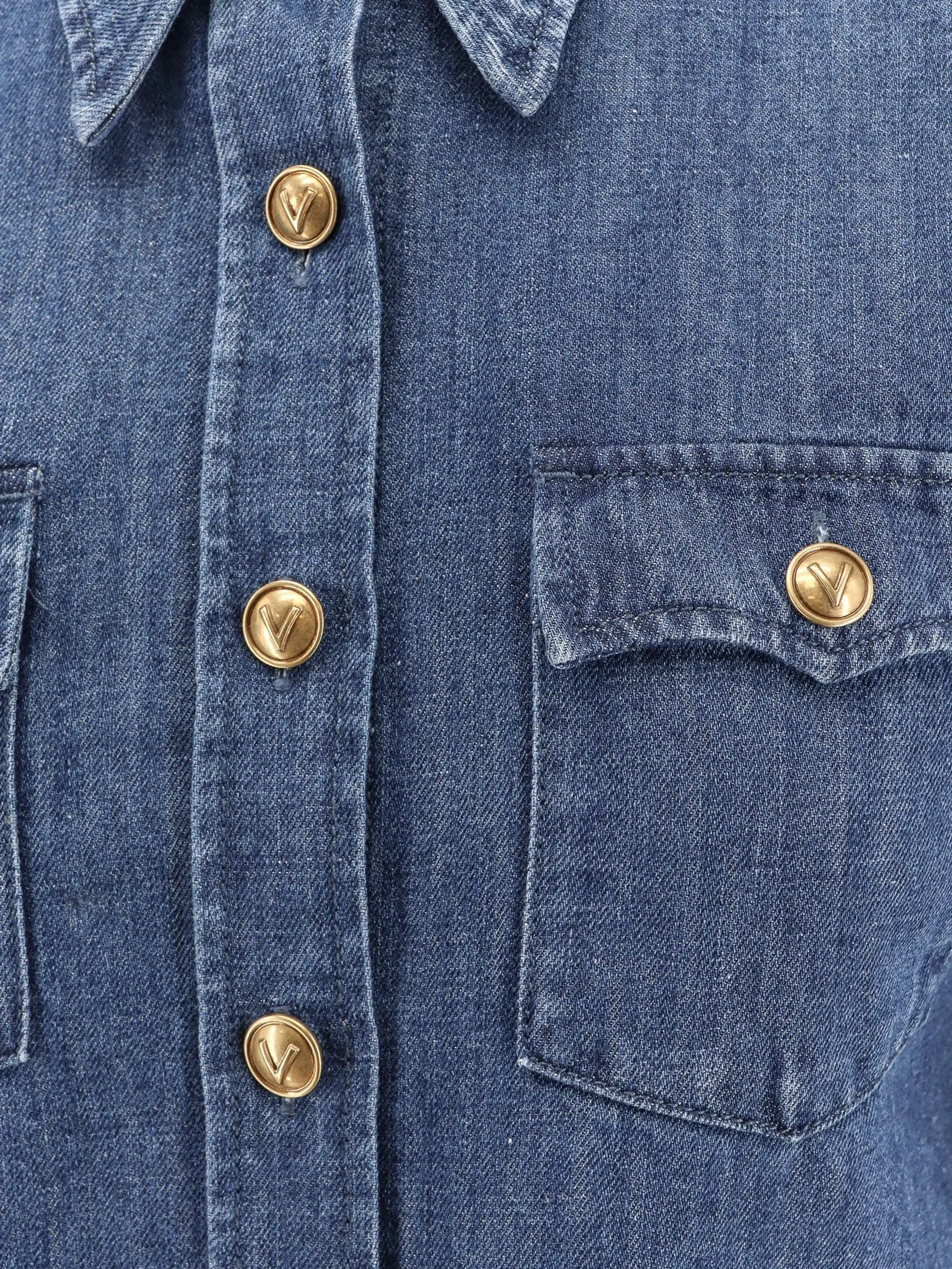 Denim shirt with vlogo buttons sold by Lord & Taylor product image thumbnail 3