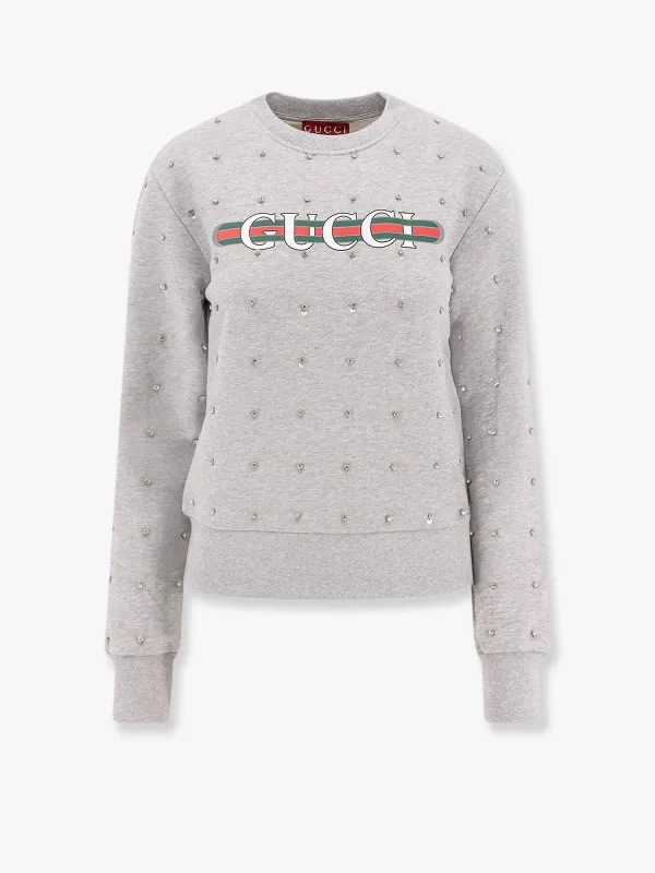 Cotton Sweatshirt with Rhinestones made by Gucci