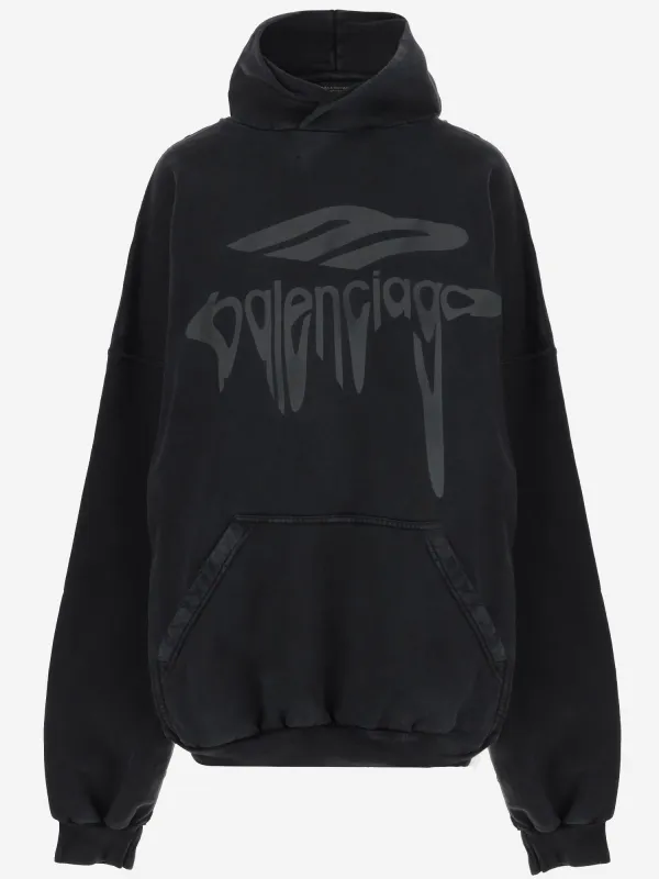 3B LIQUIFIED COTTON SWEATSHIRT WITH LOGO made by Balenciaga
