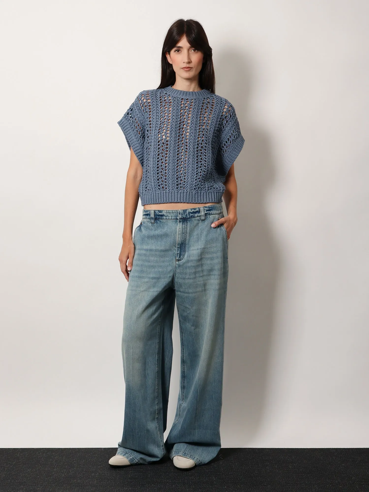 Cotton ribbed net sweater sold by Lord & Taylor product image thumbnail 2