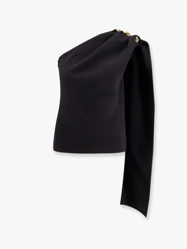 Asymmetric viscose and wool crêpe top sold by Lord & Taylor