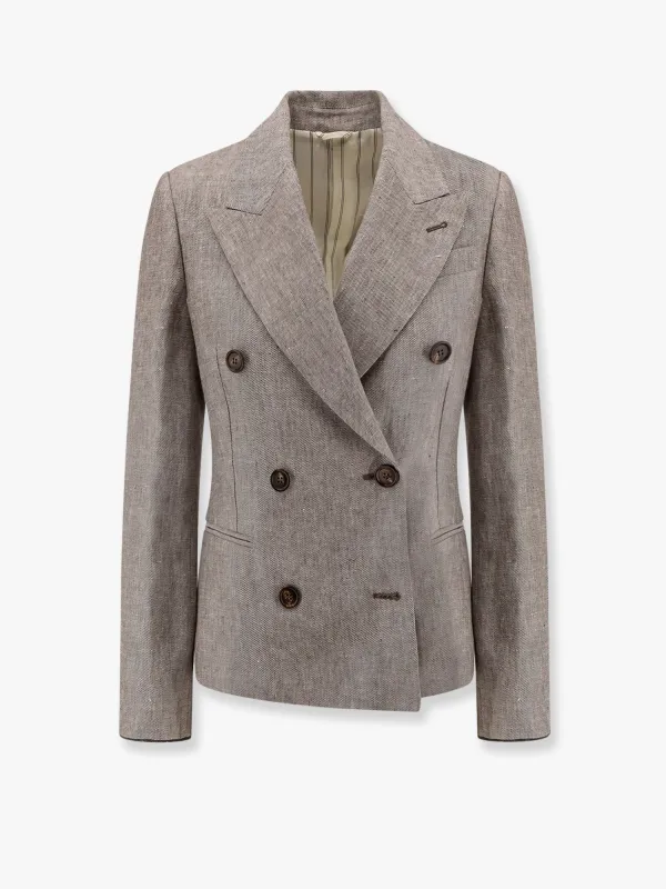 Double-Breasted Hemp and Linen Blazer made by Brunello Cucinelli