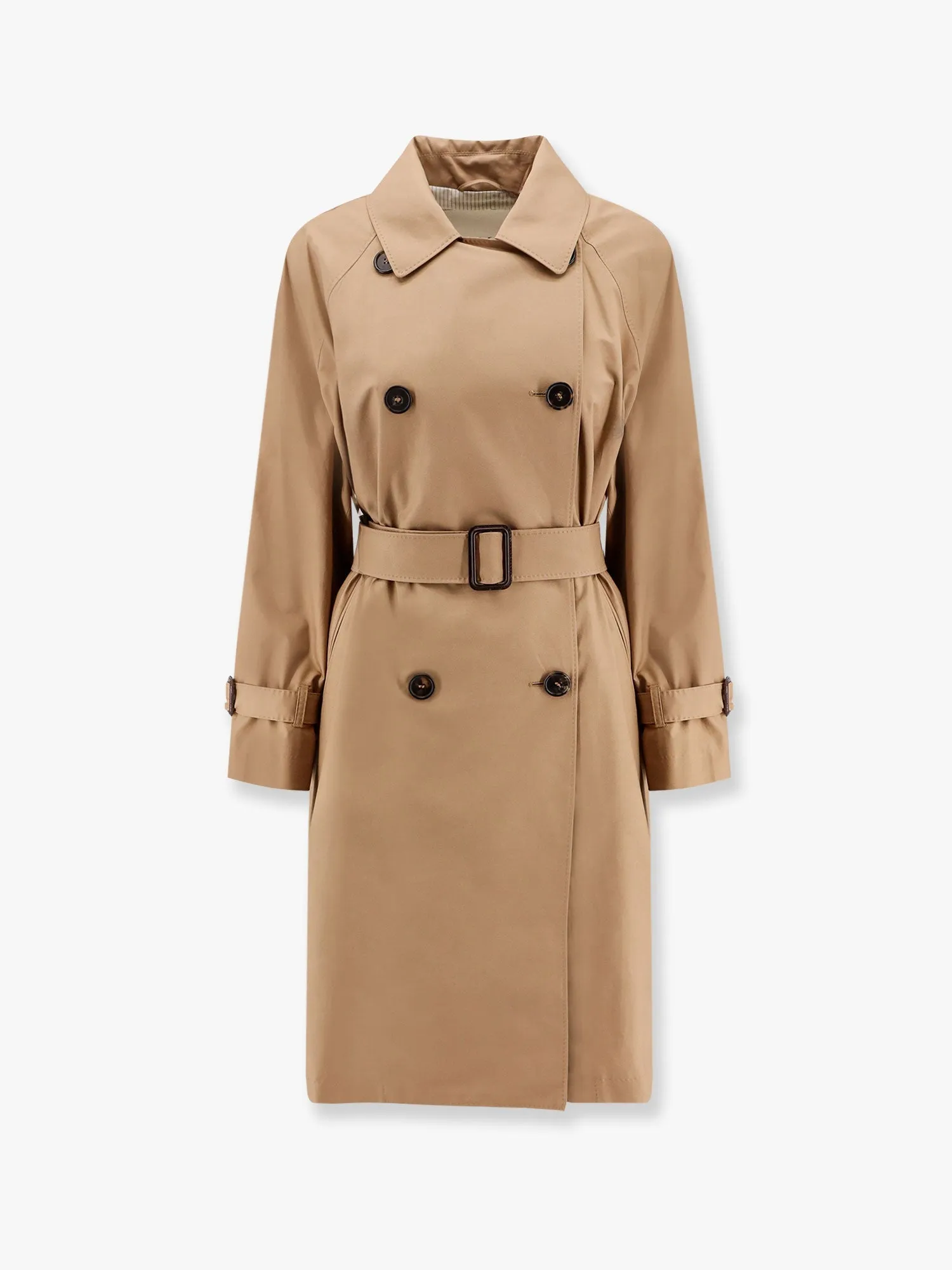 Cotton blend c trench with leather buckles sold by Lord & Taylor