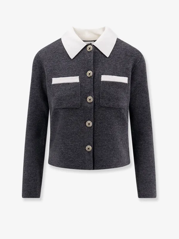 Wool Blend Cardigan with Contrasting Collar sold by Lord & Taylor