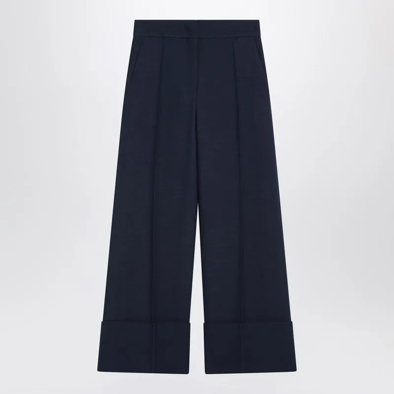 Indigo pants in wool and silk sold by Lord & Taylor