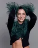 Ostrich Trimmed Black Soft Knit Gardigan sold by Lord & Taylor
