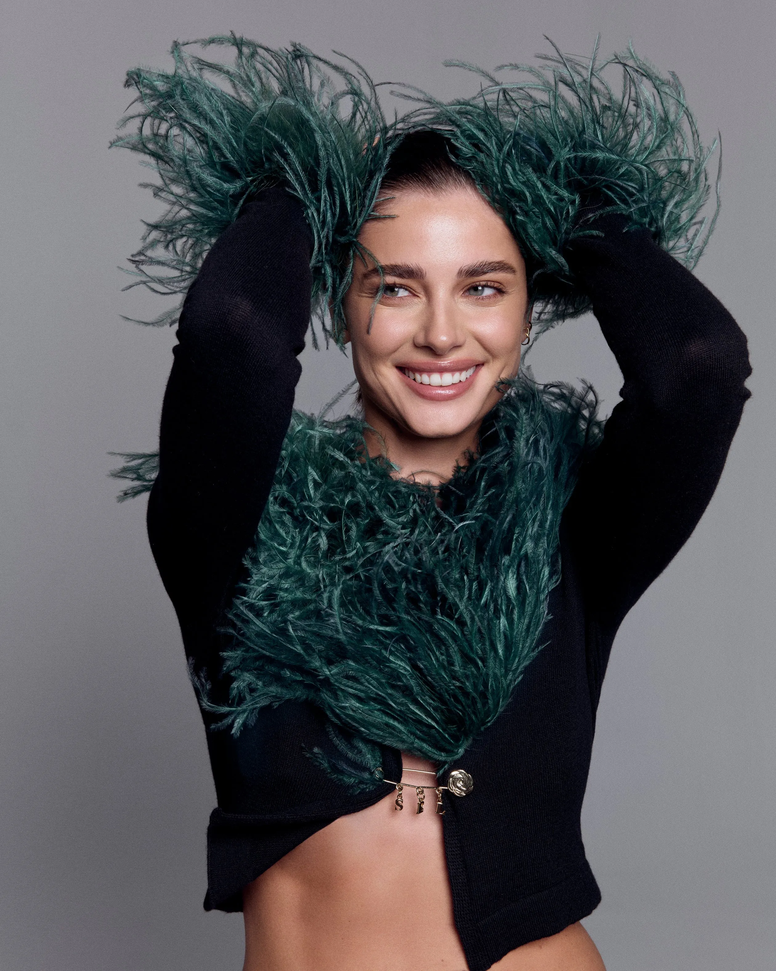 Ostrich Trimmed Black Soft Knit Gardigan sold by Lord & Taylor product image thumbnail 2