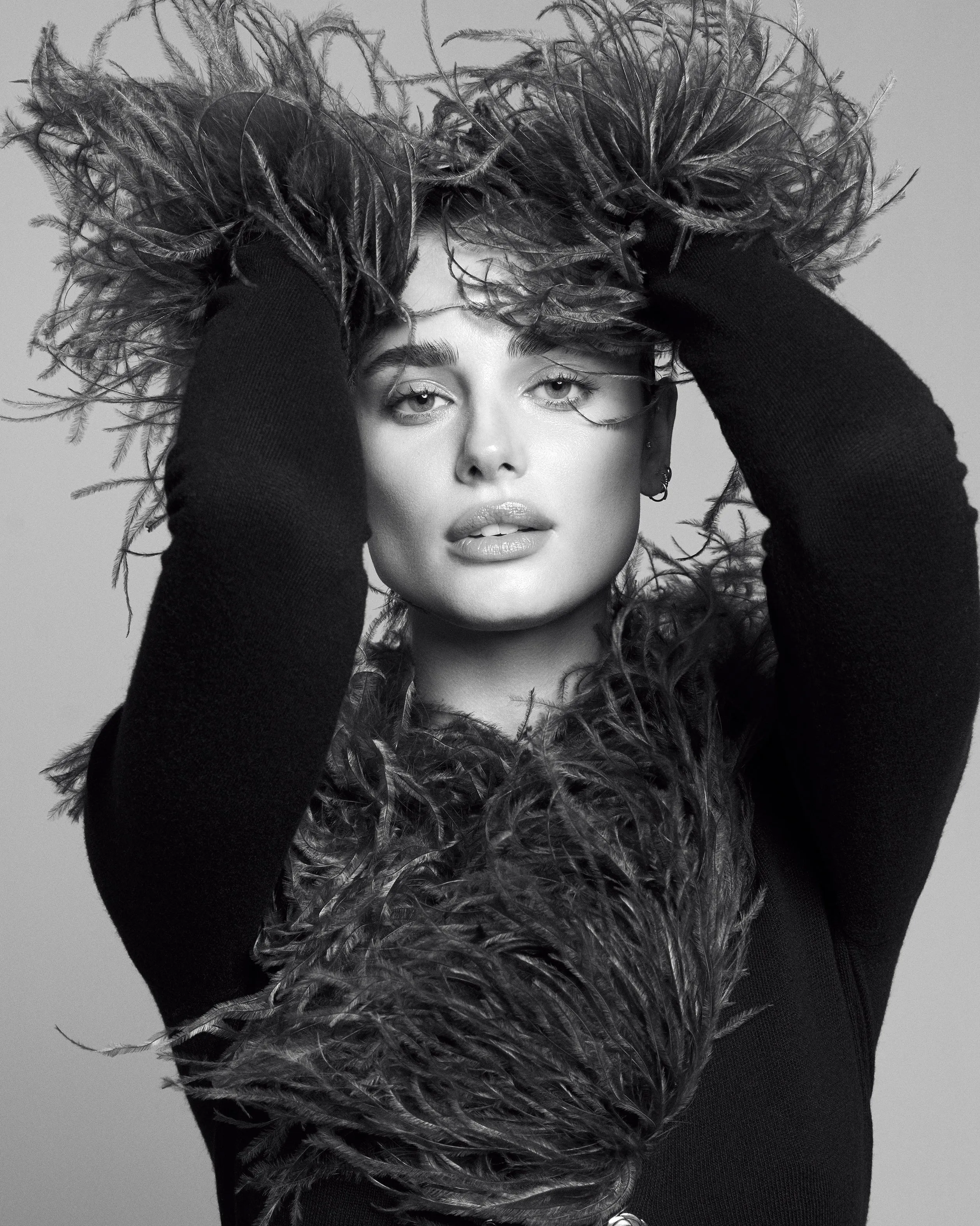 Ostrich Trimmed Black Soft Knit Gardigan sold by Lord & Taylor product image thumbnail 4