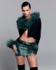 Ostrich Trimmed Black Soft Knit Gardigan sold by Lord & Taylor