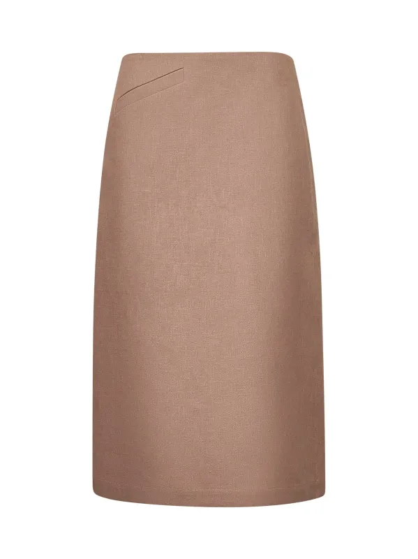 Beige Waxed Linen Midi Skirt sold by Lord & Taylor