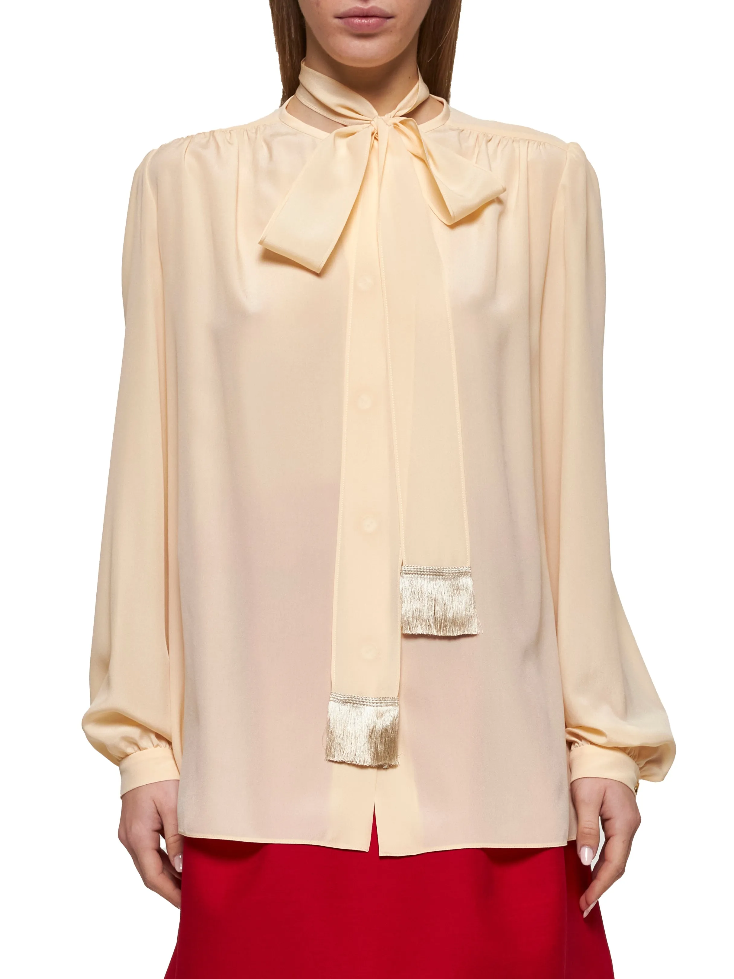Ivory Crepe de Chine Shirt sold by Lord & Taylor product image thumbnail 3