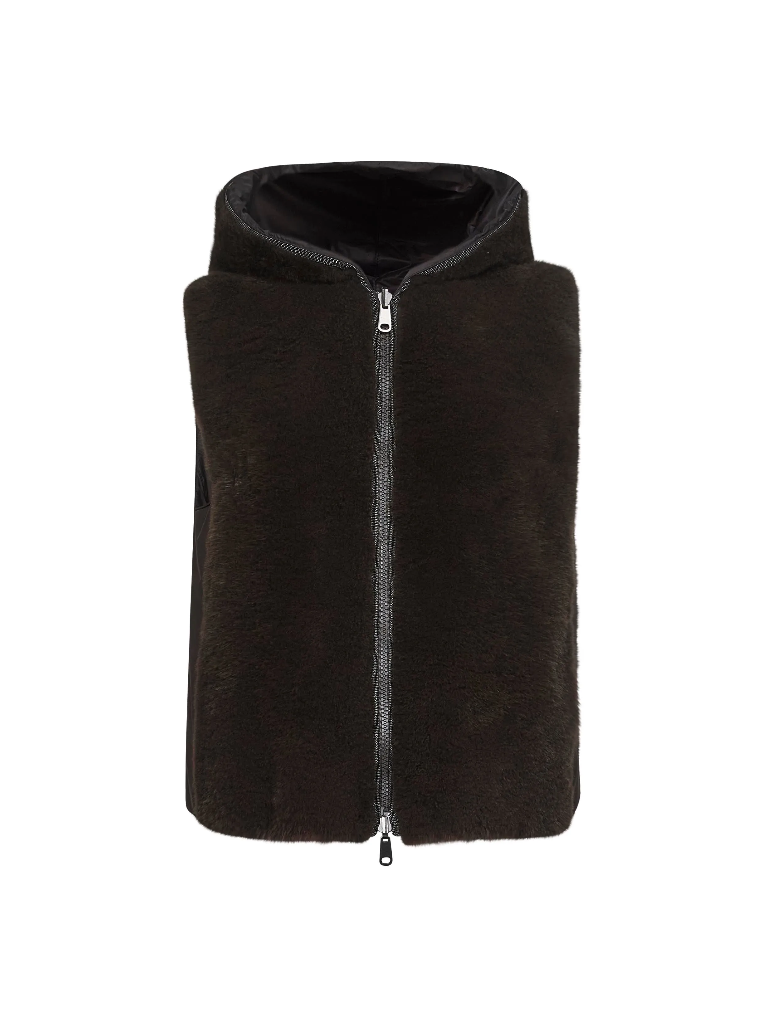 Brown Fur and Nylon Reversible Vest sold by Lord & Taylor