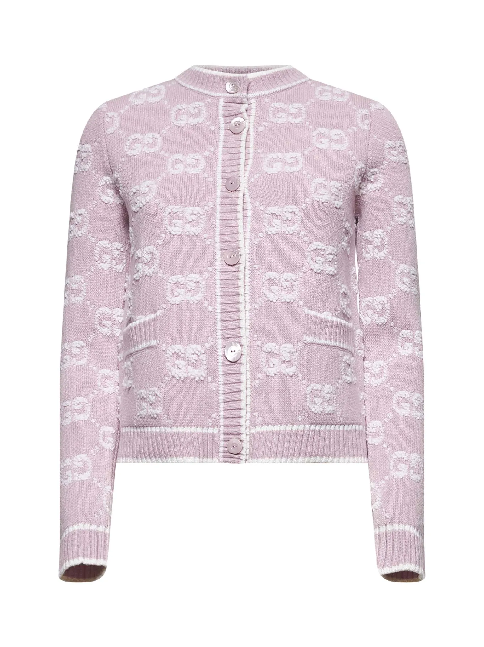 Pink GG Bouclé Jacquard Wool Cardigan sold by Lord & Taylor