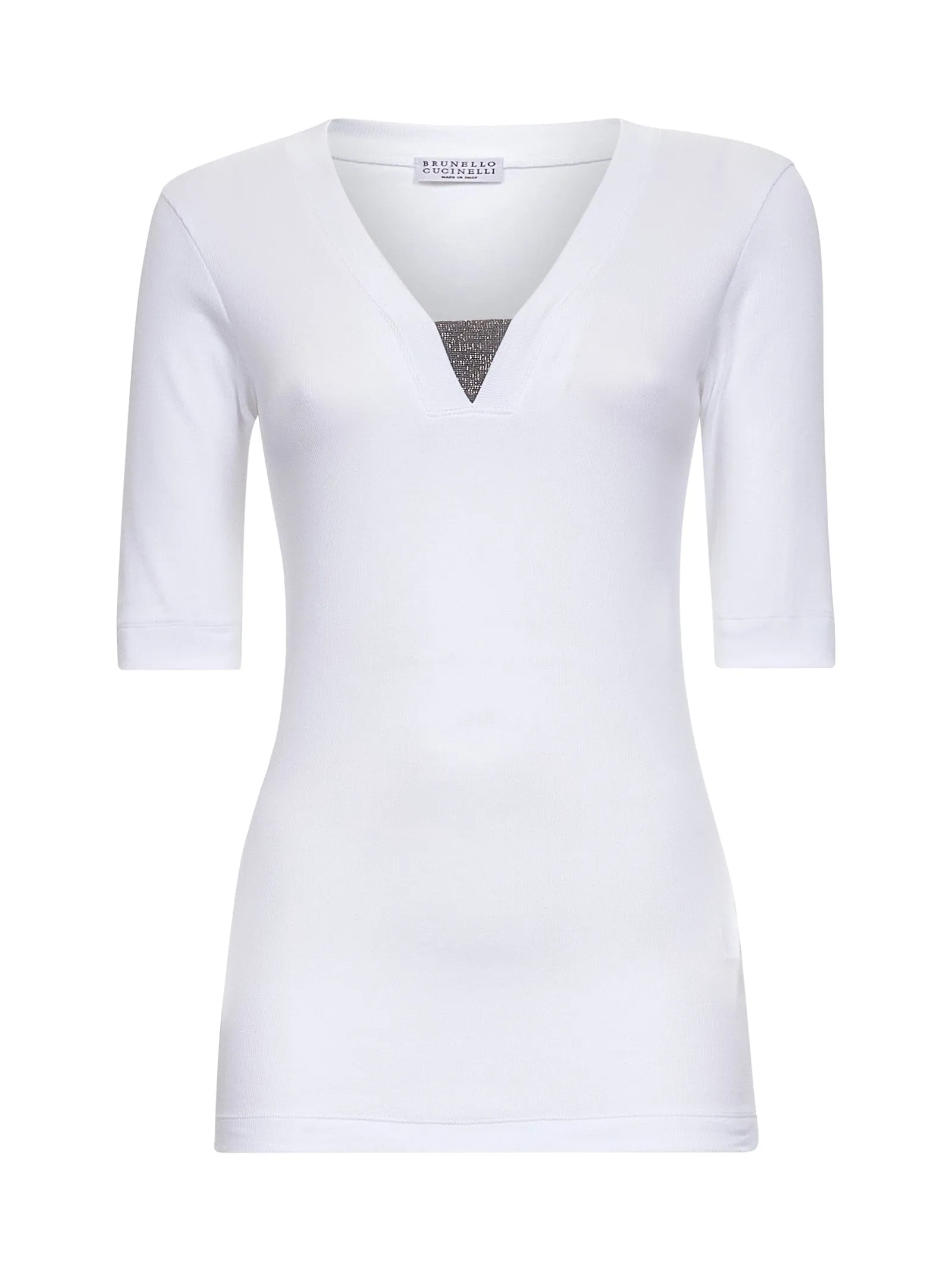 White Ribbed Jersey T-Shirt with Precious Insert sold by Lord & Taylor