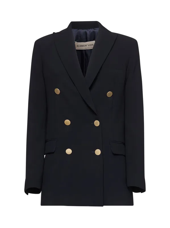 Blue Cady Glixia Double-Breasted Blazer sold by Lord & Taylor