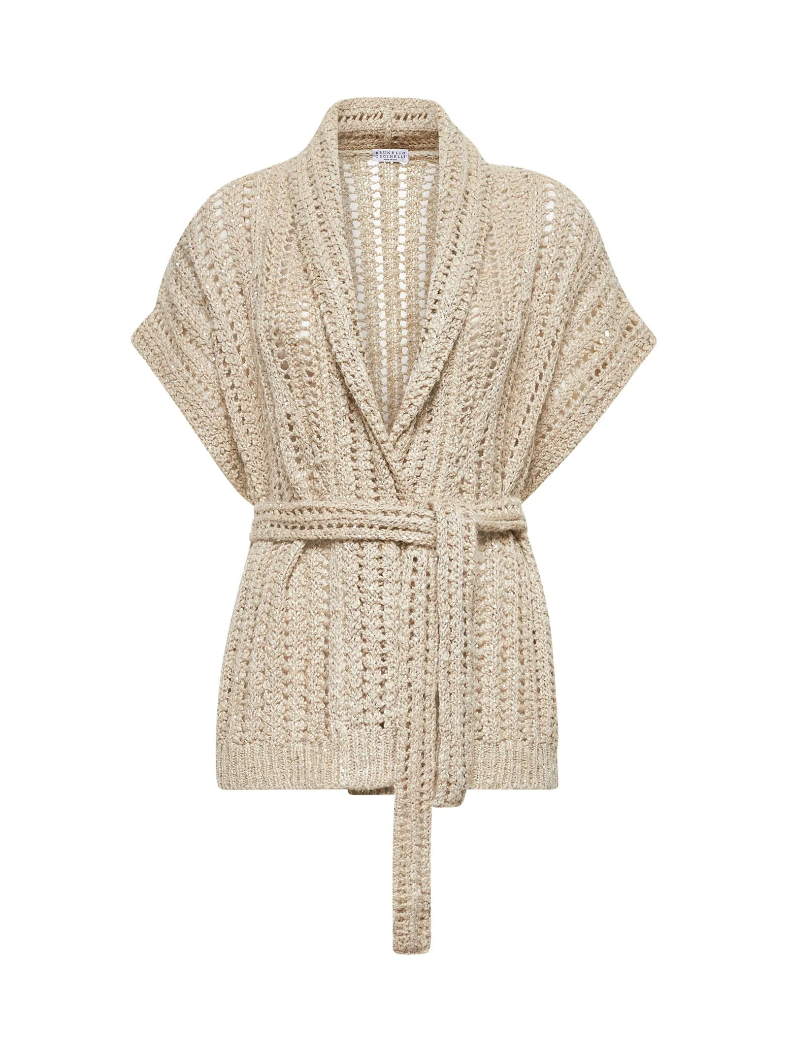 Beige Silk and Linen Dazzling Cardigan sold by Lord & Taylor