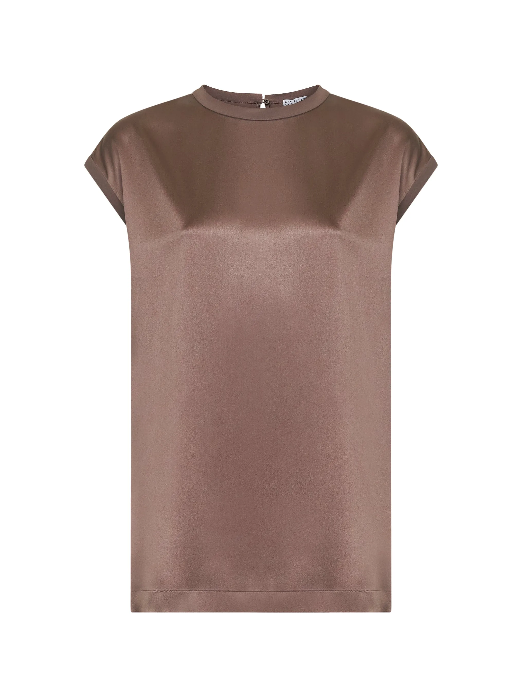Brown Stretch Silk Satin Monili Top sold by Lord & Taylor