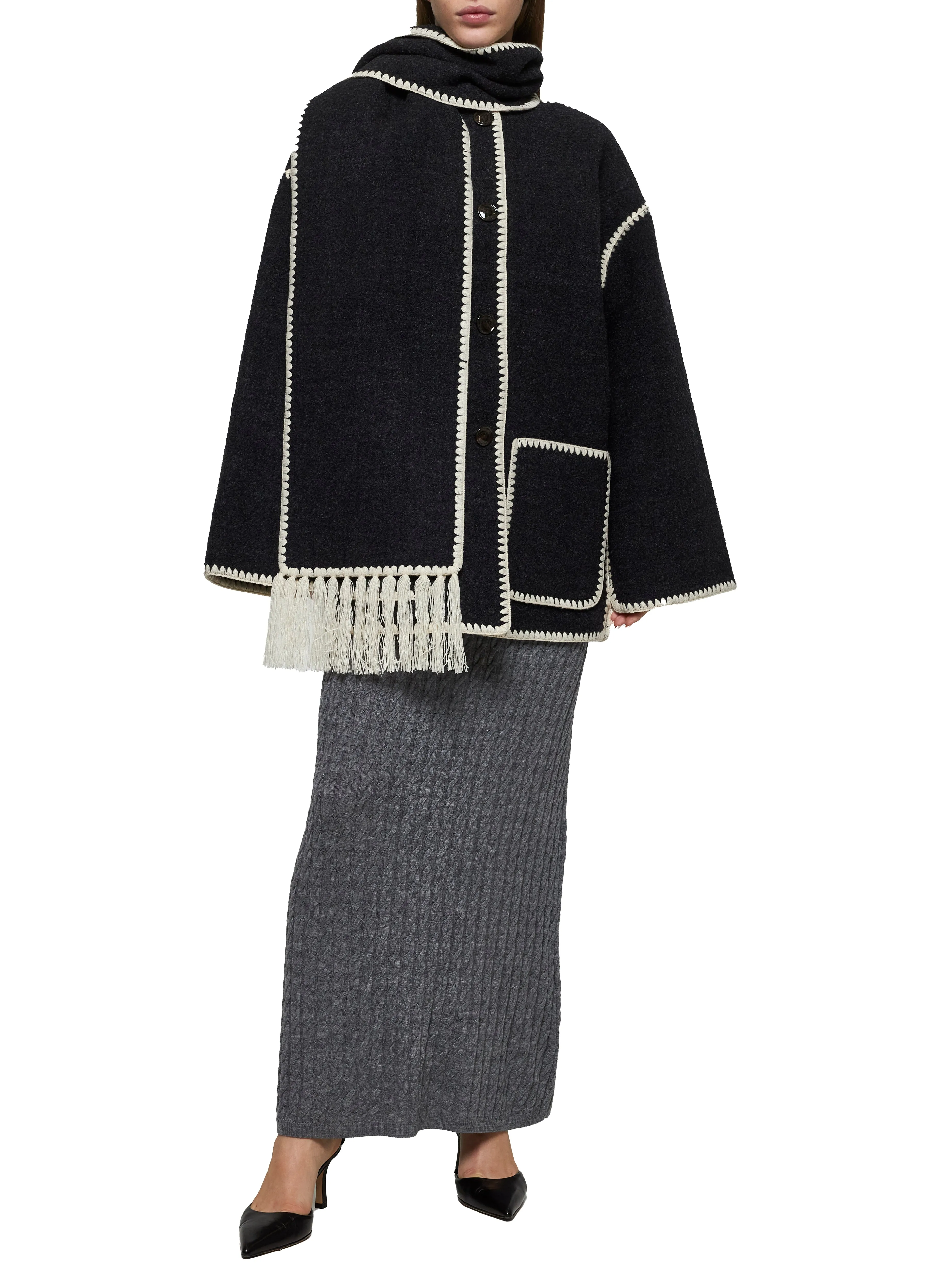 Grey Felt Embroidered Scarf Jacket sold by Lord & Taylor product image thumbnail 2