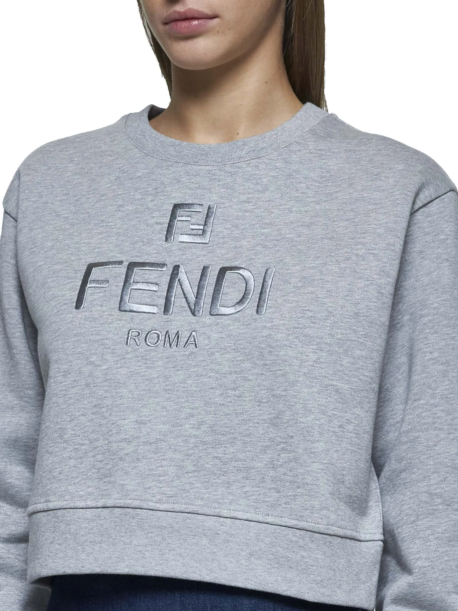 Fendi Logo Cotton Cropped Sweatshirt sold by Lord & Taylor product image thumbnail 4