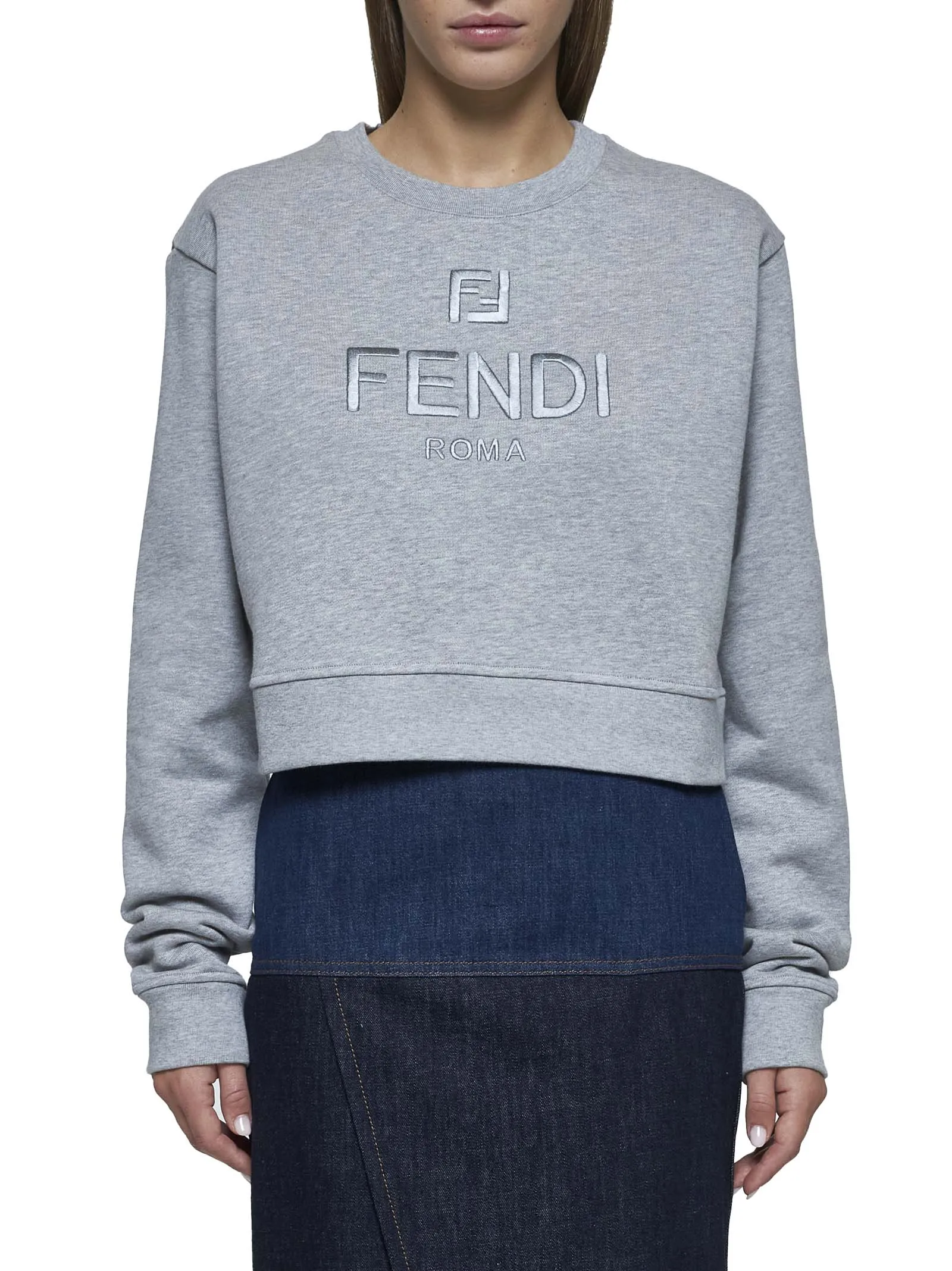 Fendi Logo Cotton Cropped Sweatshirt sold by Lord & Taylor product image thumbnail 2
