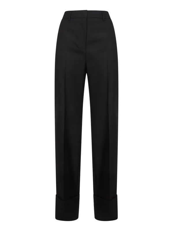 Black Virgin Wool Straight Trousers sold by Lord & Taylor